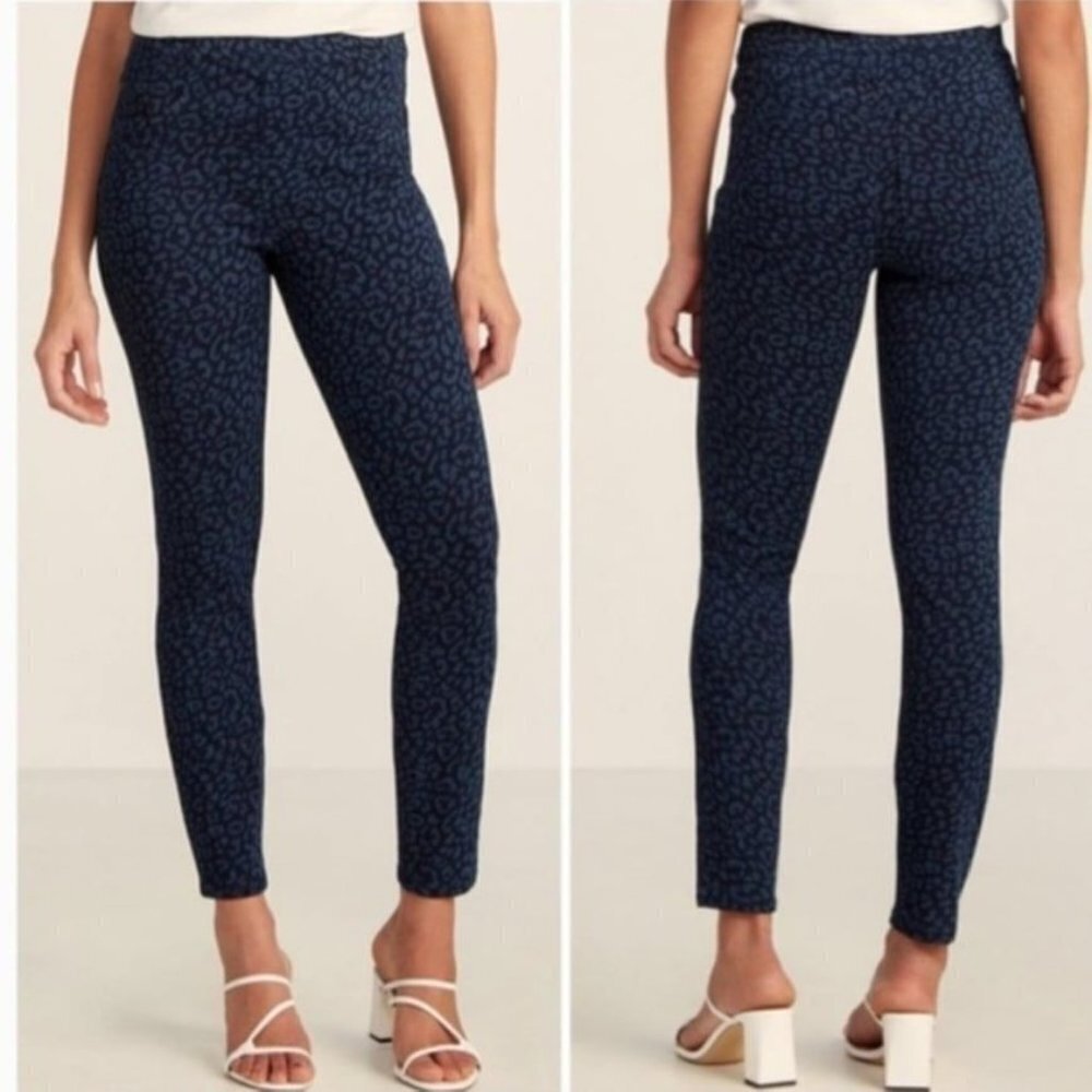SPANX Indigo Leopard Print Ankle Leg Jean-ish 3X